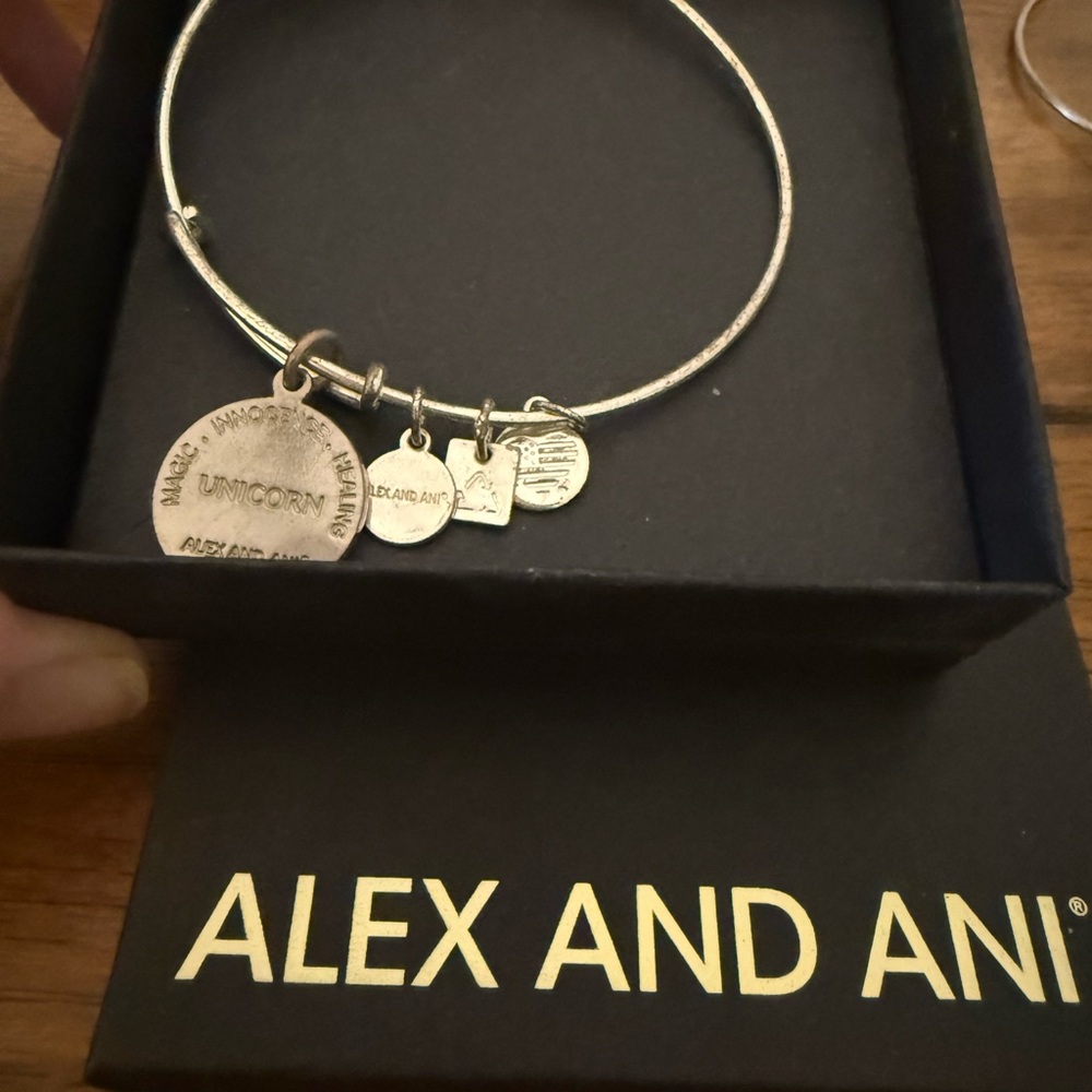 Alex & Ani Silver Bangle with Unicorn Charm - Picture 4 of 4